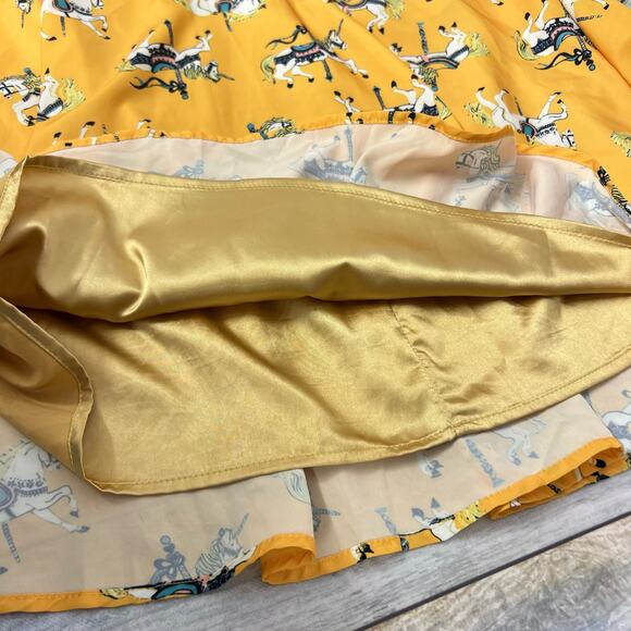 Modcloth Anthropologie Carousel Horse Skirt Size Small Yellow Carnival Unicorn - Picture 8 of 8